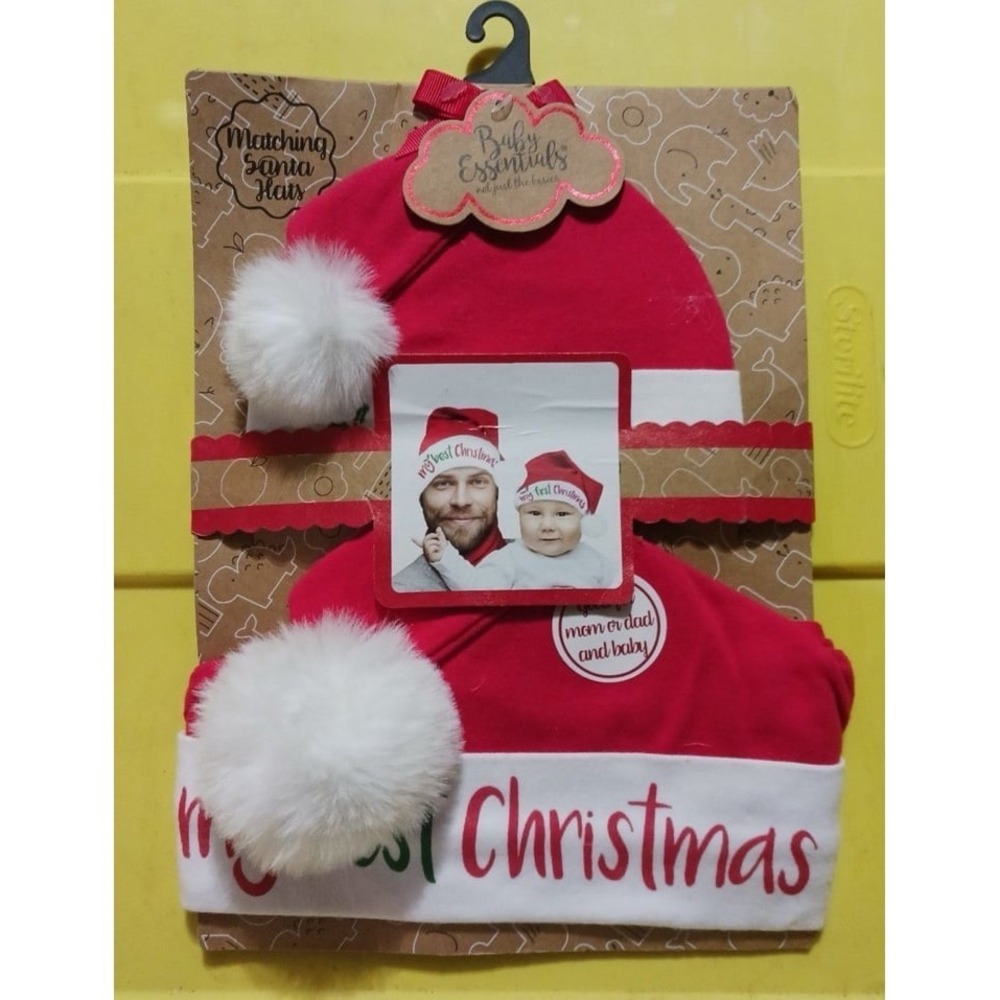 NEW Baby Essentials Matching Santa Hats - My First Christmas/Best Christmas